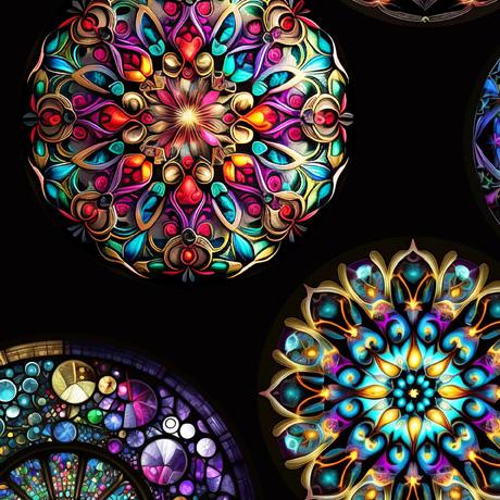 Radiant Reflections Stained Glass Medallions Black – Pinwheels &amp; Posies